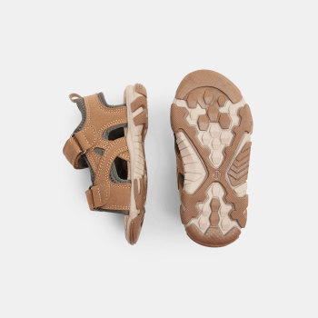 صندل لجميع التضاريس بيج من الجلد للأولاد الرضع